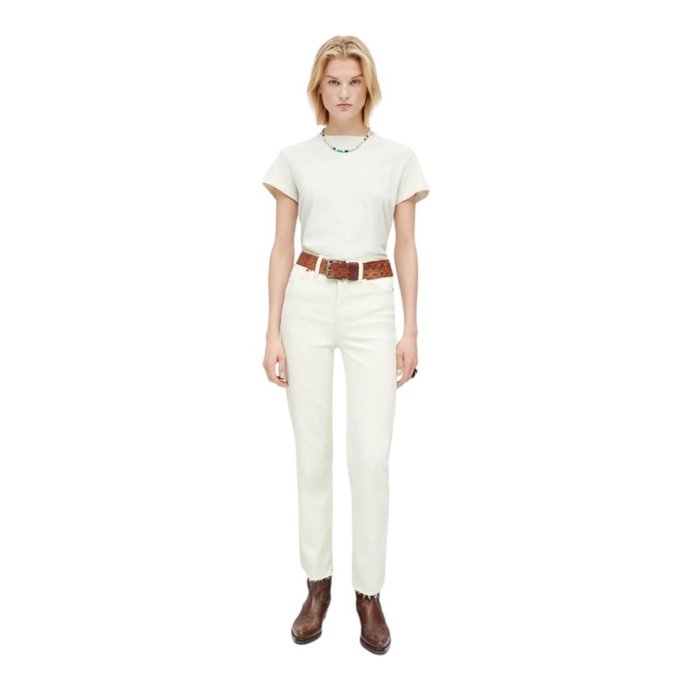 New Re/Done 70’s Stovetop Pipe Vintage White Jeans Size 26